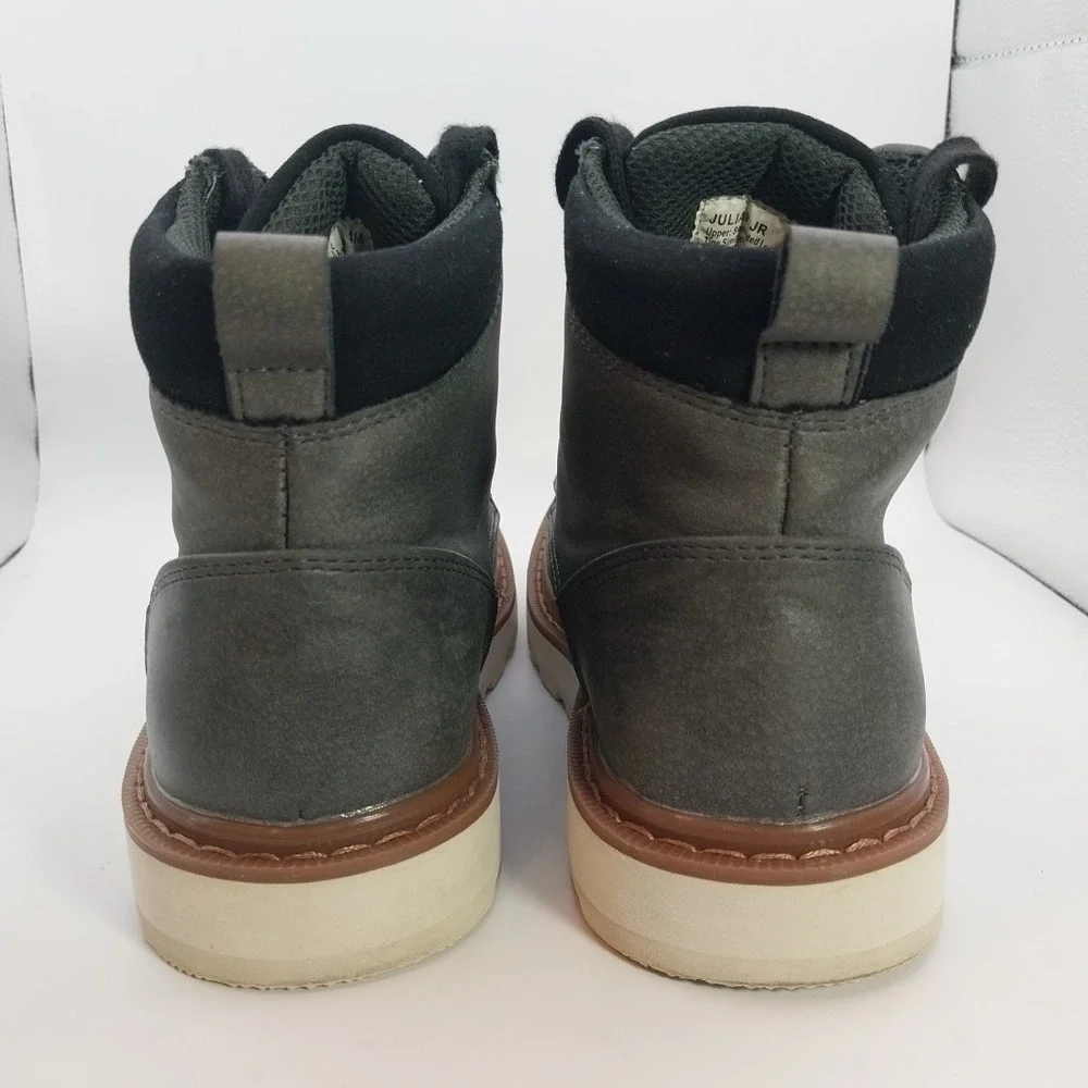 Deer Stags Julian JR Sturdy Boots Slate Gray Memory Foam Boy's Size 4M Lace Up